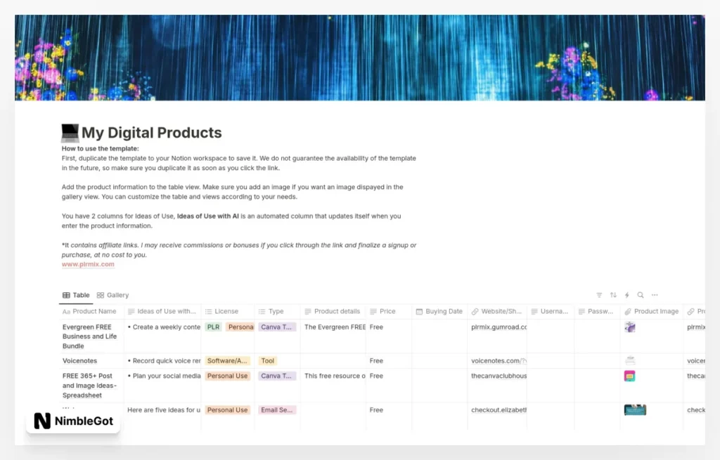 My Digital Products