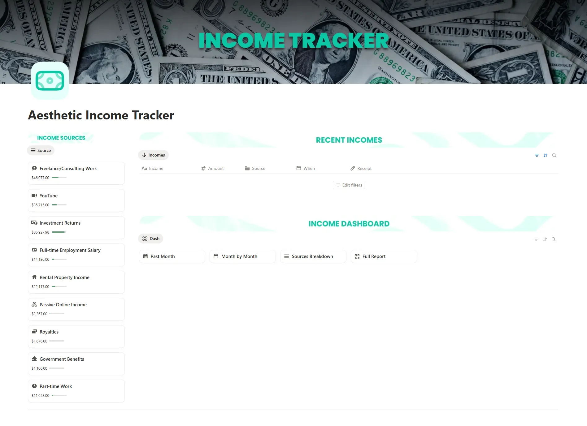 Aesthetic Income Tracker
