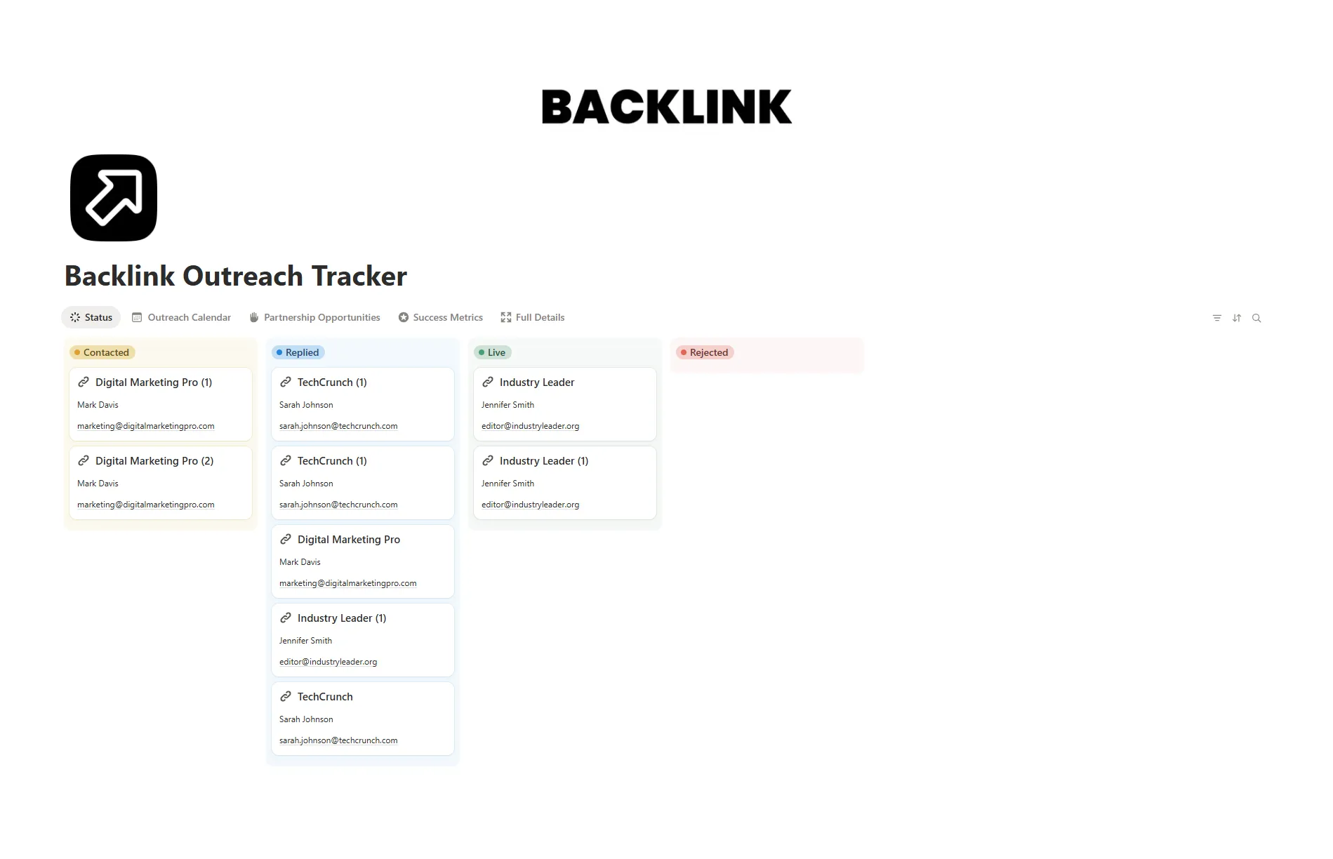 Backlink Outreach Tracker