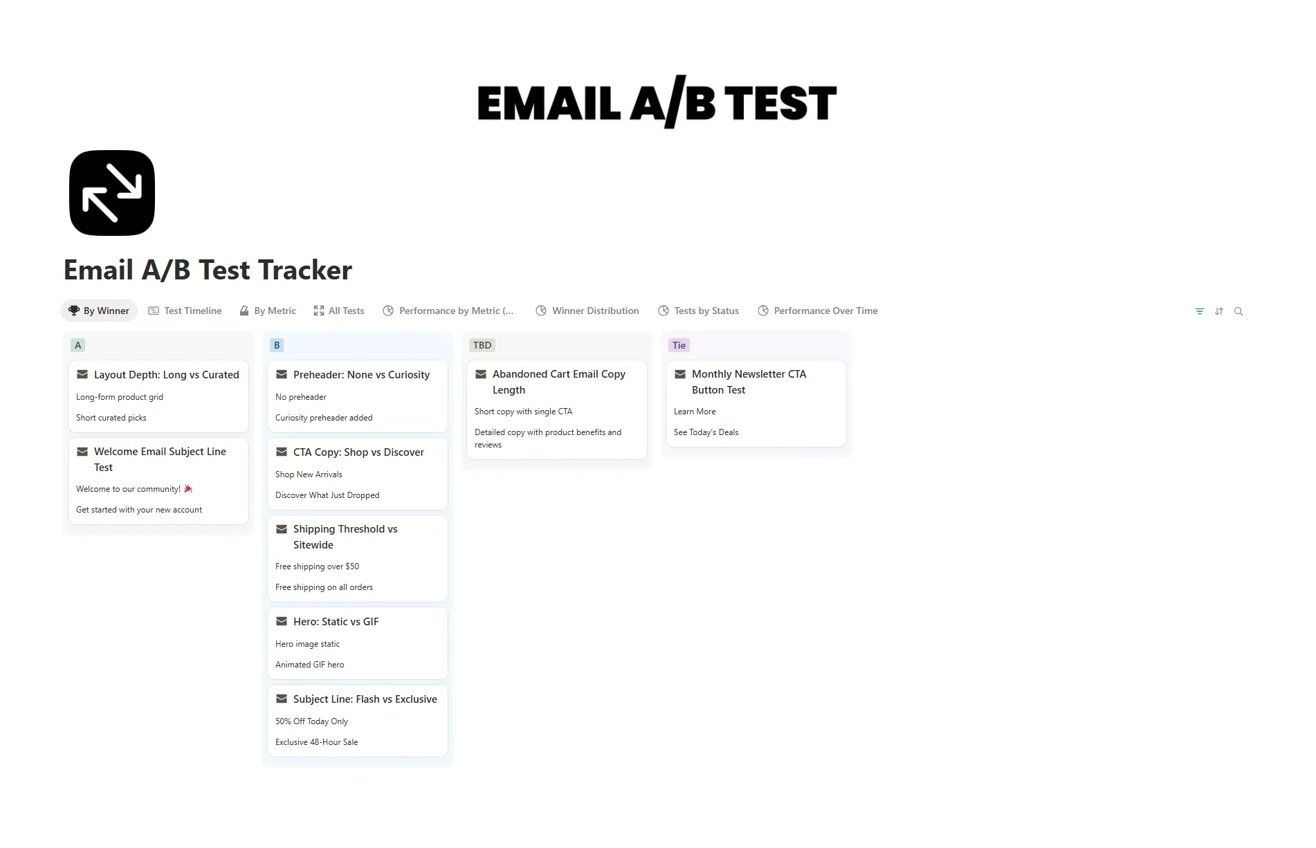 Email A/B Test Tracker