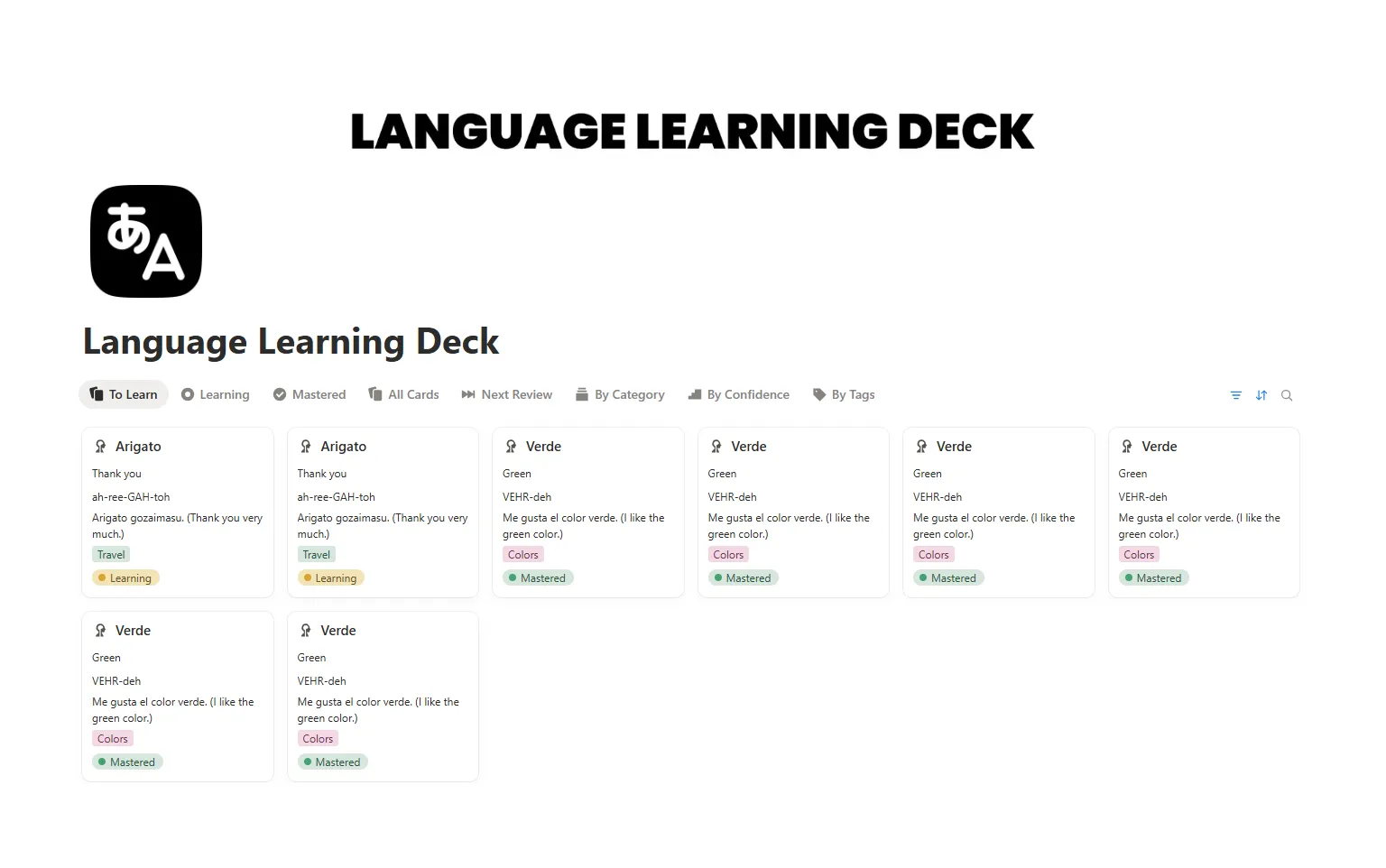 Language Learning Deck
