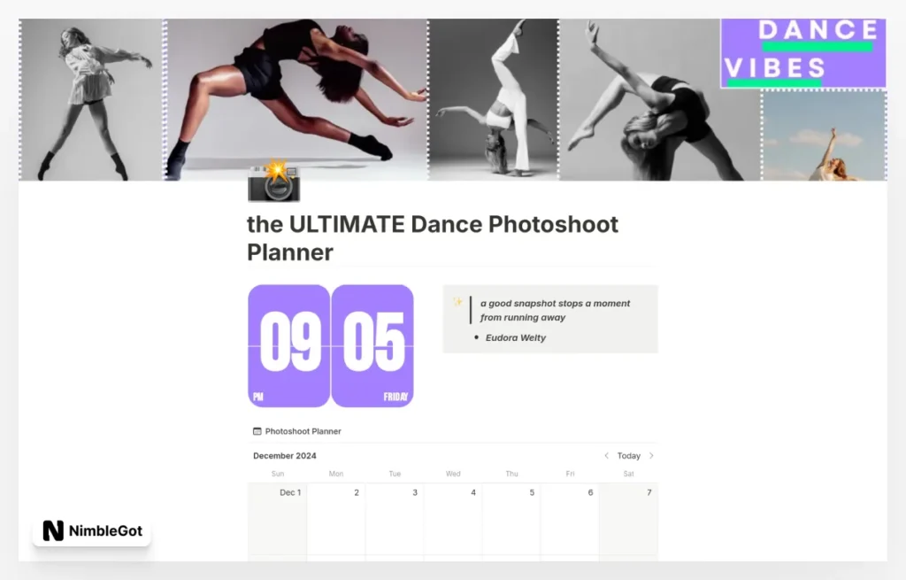 the ULTIMATE Dance Photoshoot Planner for Dancers