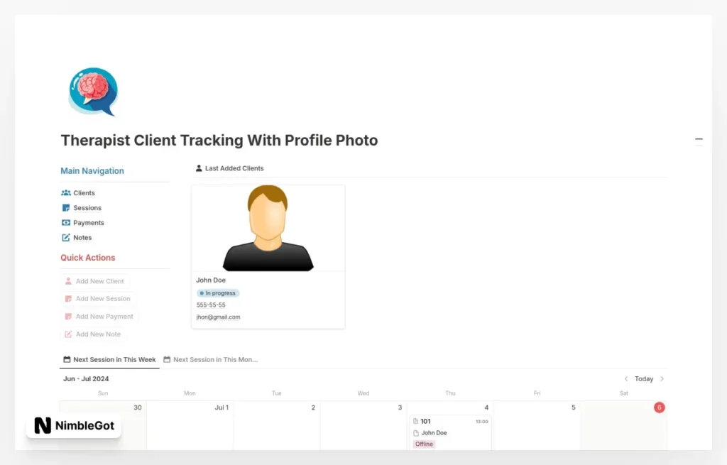 Therapist Planner - Client- Session Tracker