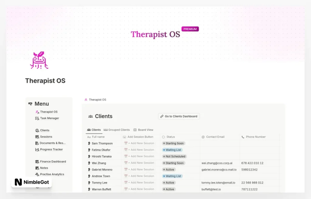Therapist OS: Practice Manager
