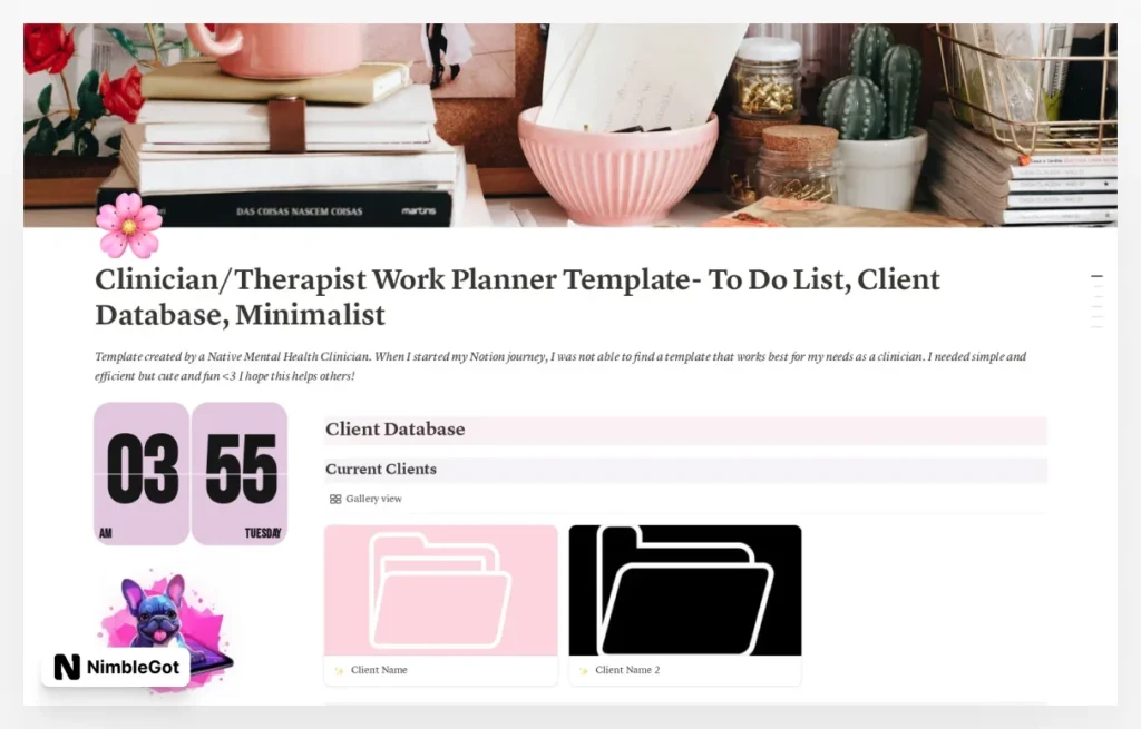 Clinician/Therapist Planner: To-Dos & Clients