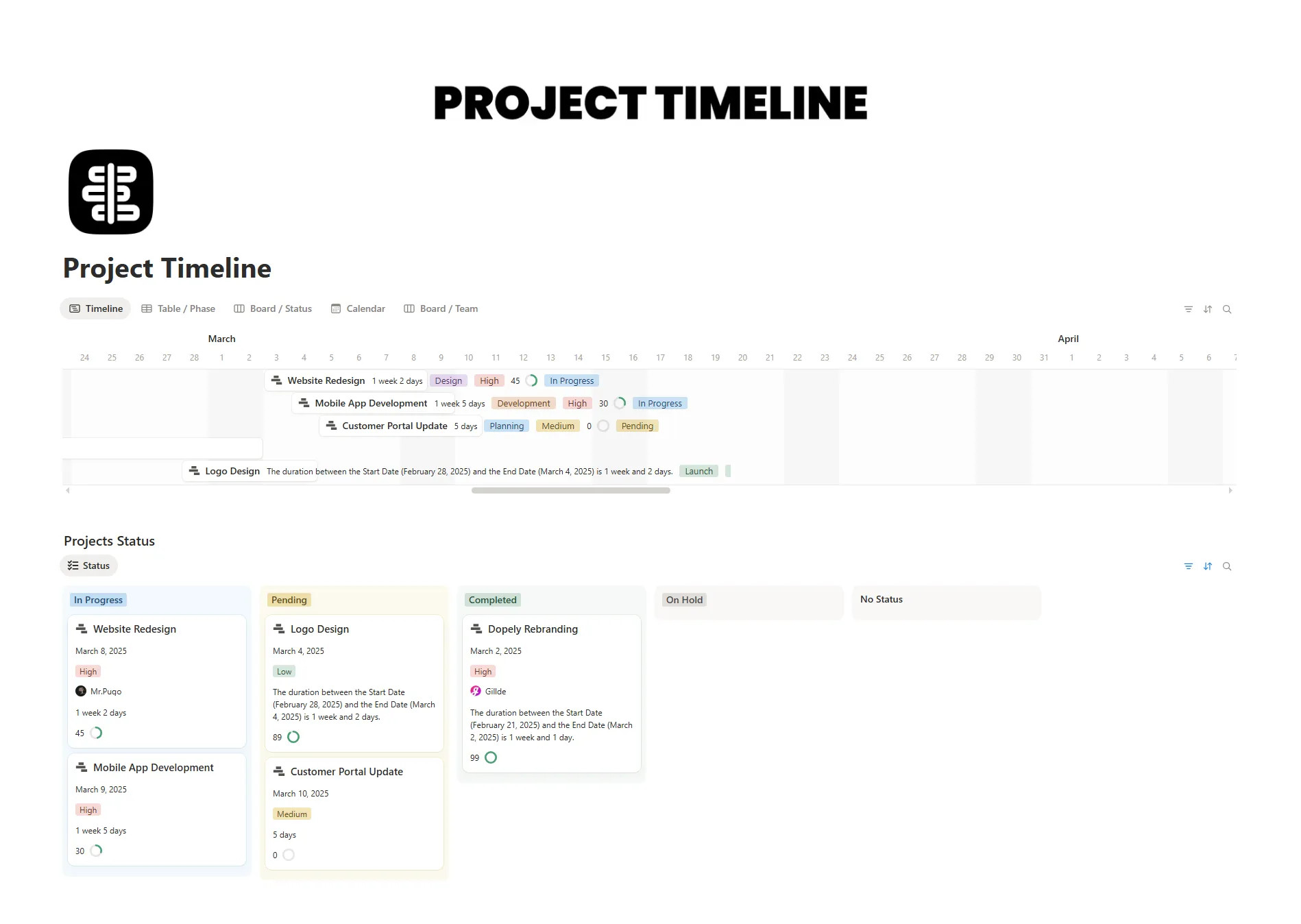 Project Timeline