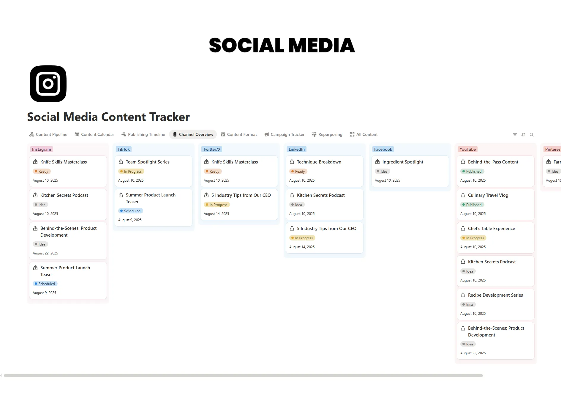 Social Media Content Tracker