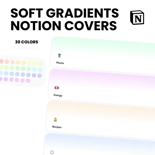 Soft Aura — 30 Gradient Covers for Notion