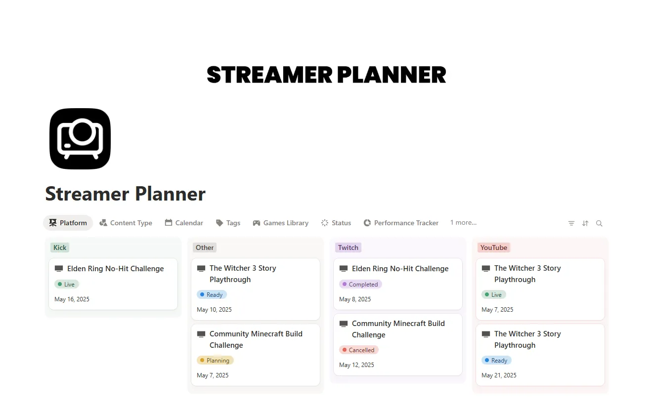 Streamer Planner