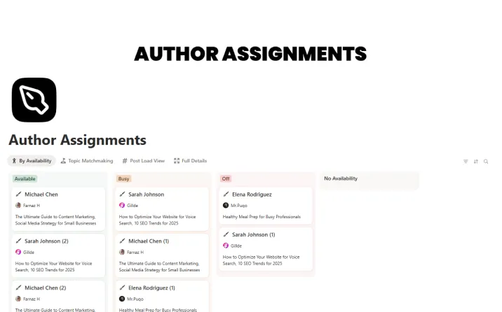 Free Author Assignments Template For Notion