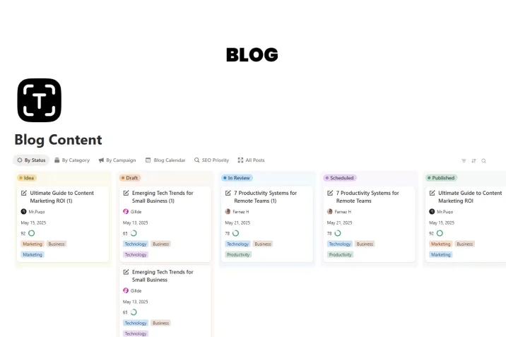 Free Blog Content Template For Notion