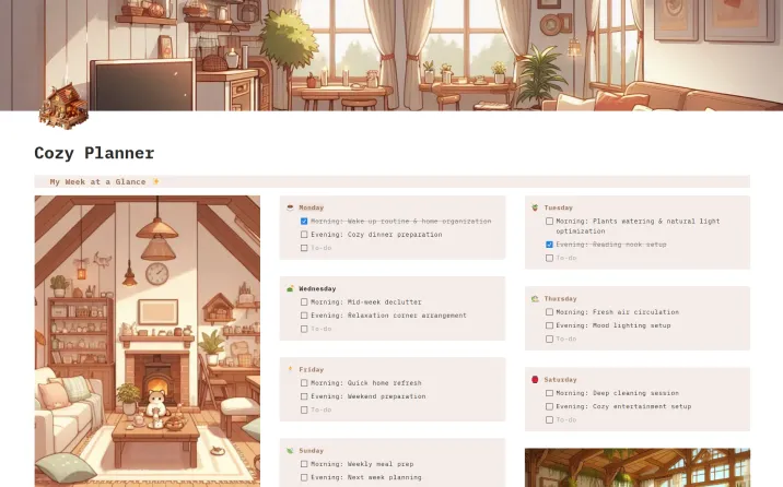 Free Cozy Planner Template For Notion
