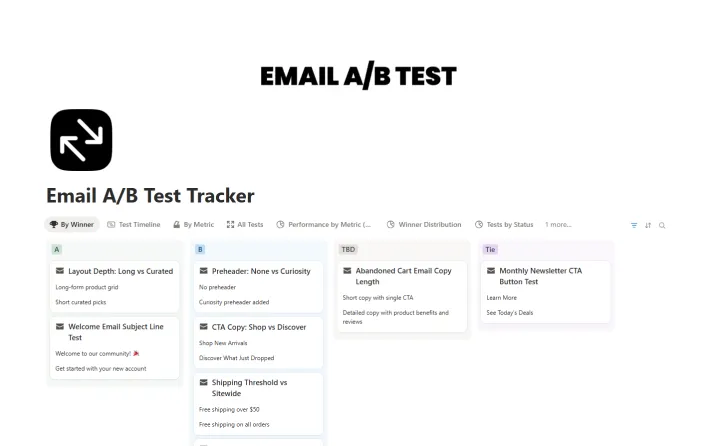 Free Email A/B Test Tracker Template For Notion