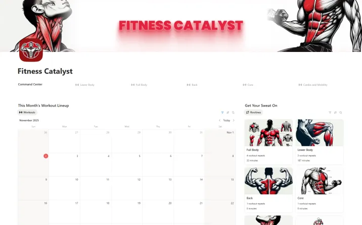 Free Fitness Catalyst Log Template For Notion