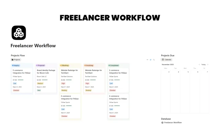 Free Freelancer Workflow Template For Notion