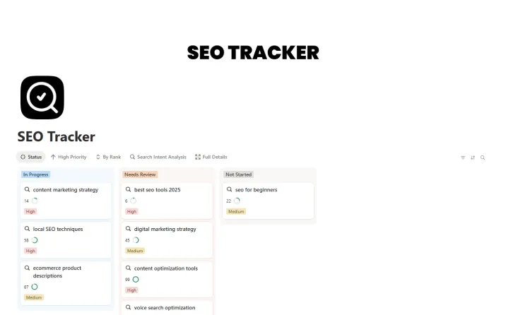 Free SEO Tracker Template For Notion