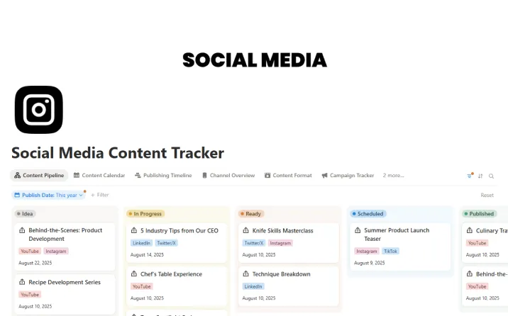 Free Social Media Content Template For Notion
