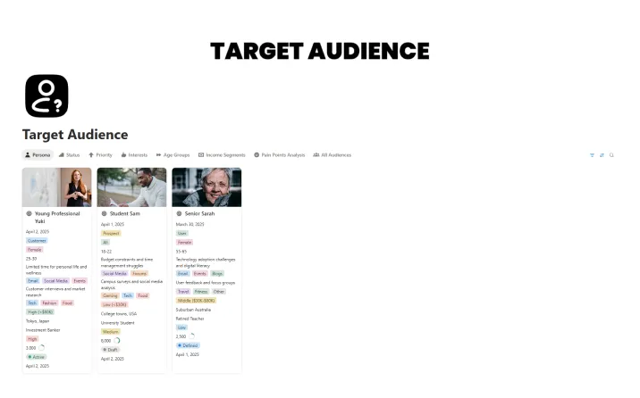 Free Target Audience Template For Notion
