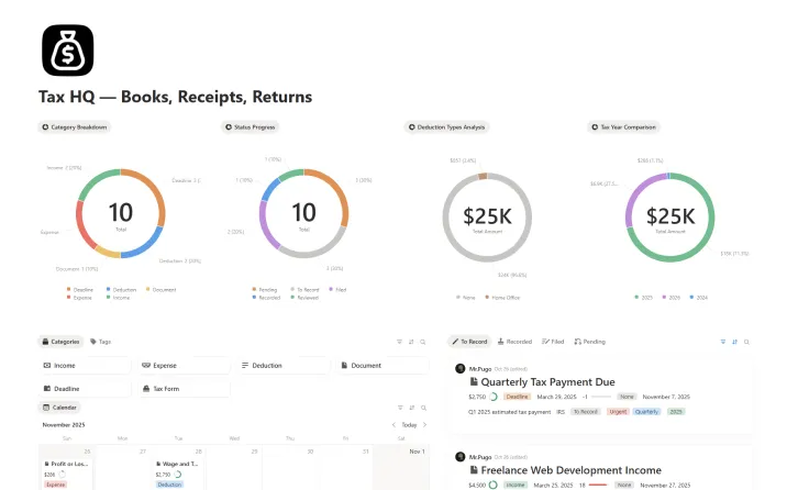 Tax HQ — Books, Receipts, Returns