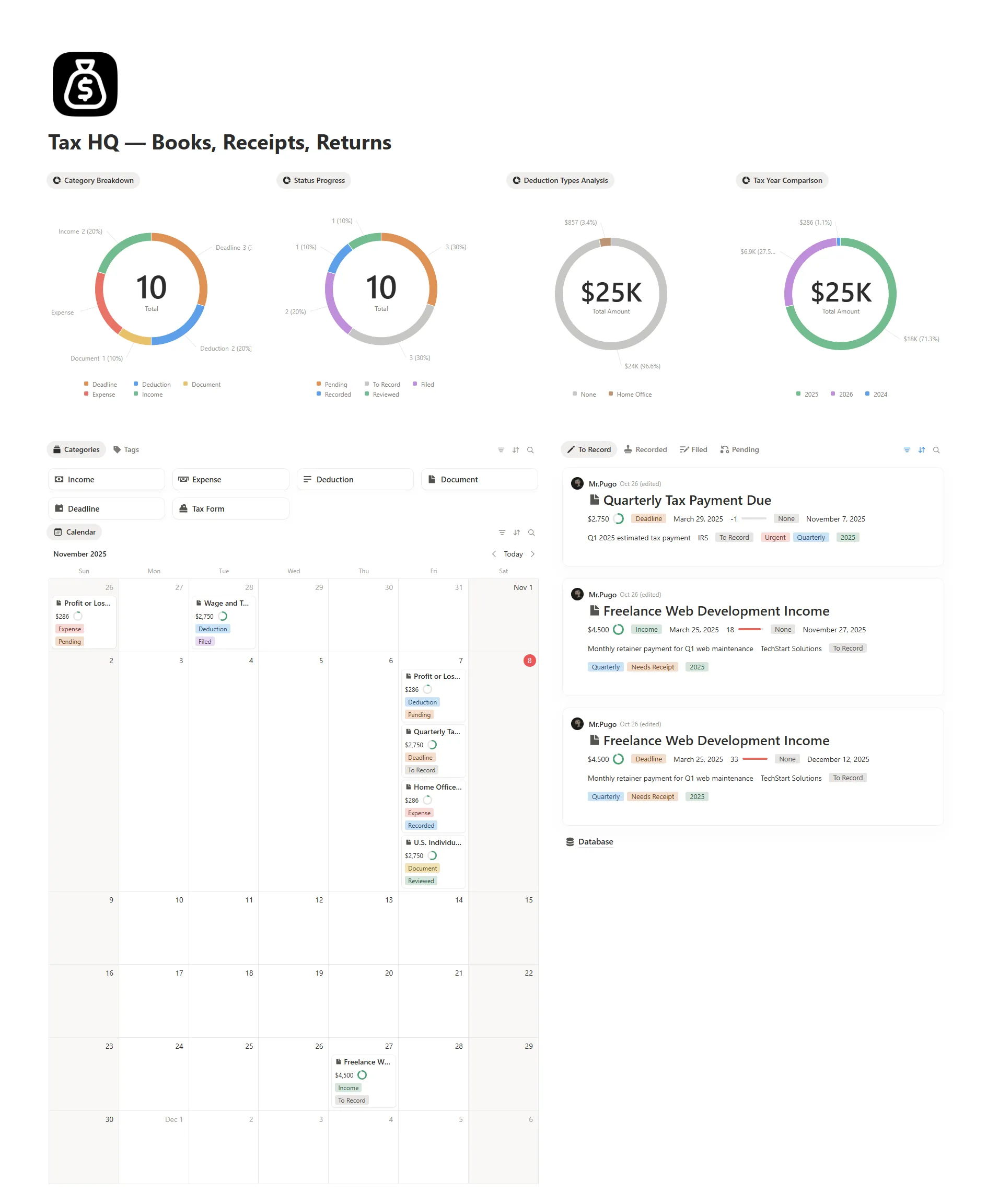 Tax HQ — Books, Receipts, Returns