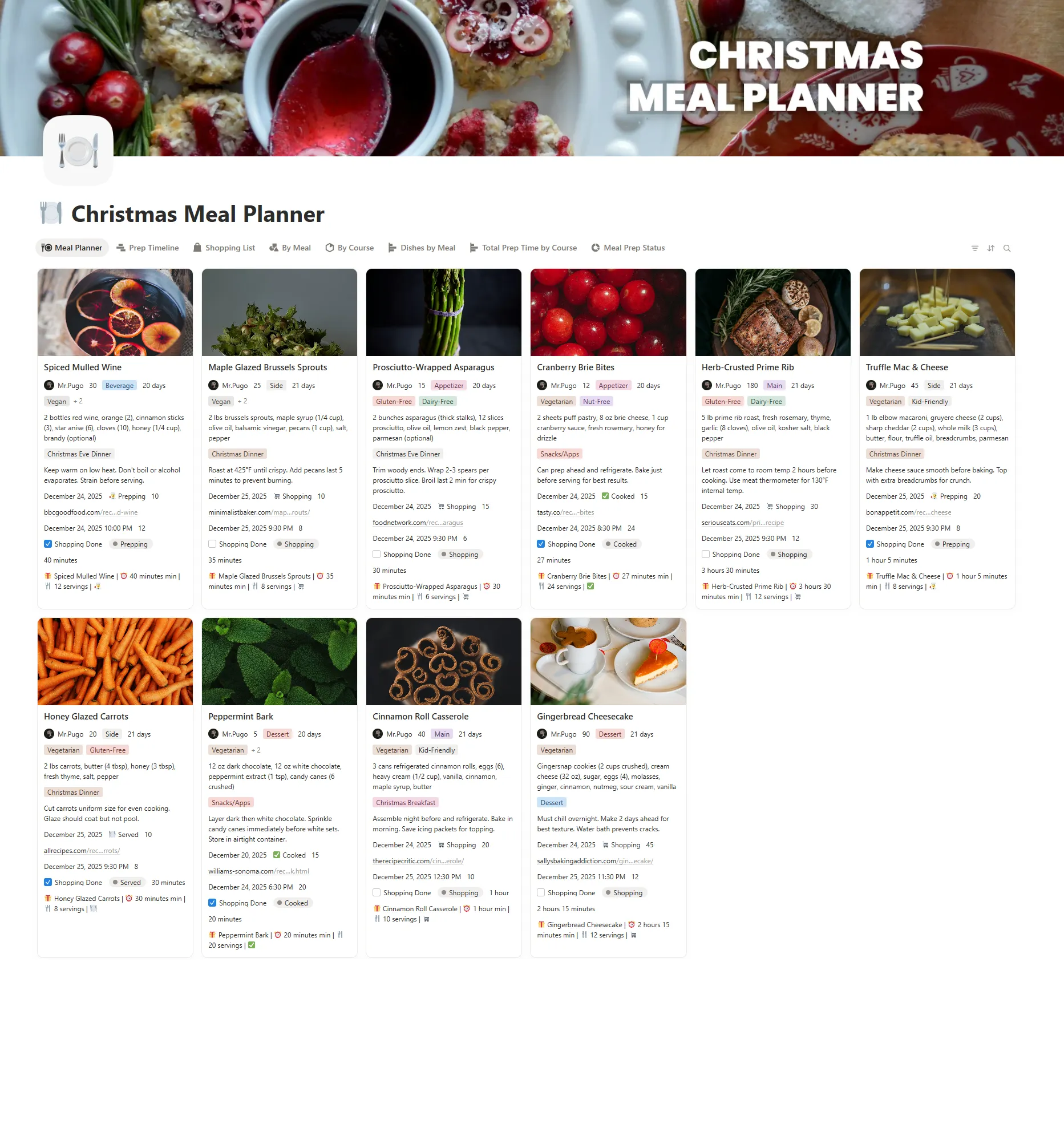 Christmas Meal Planner