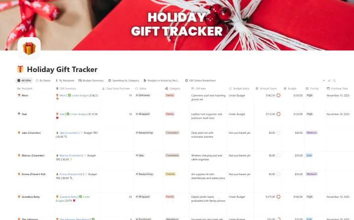 Holiday Gift Tracker