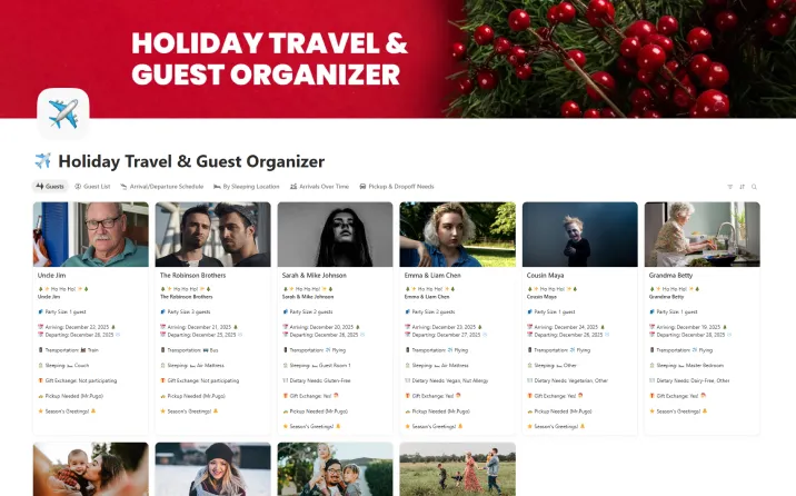 Holiday Travel & Guest Organizer