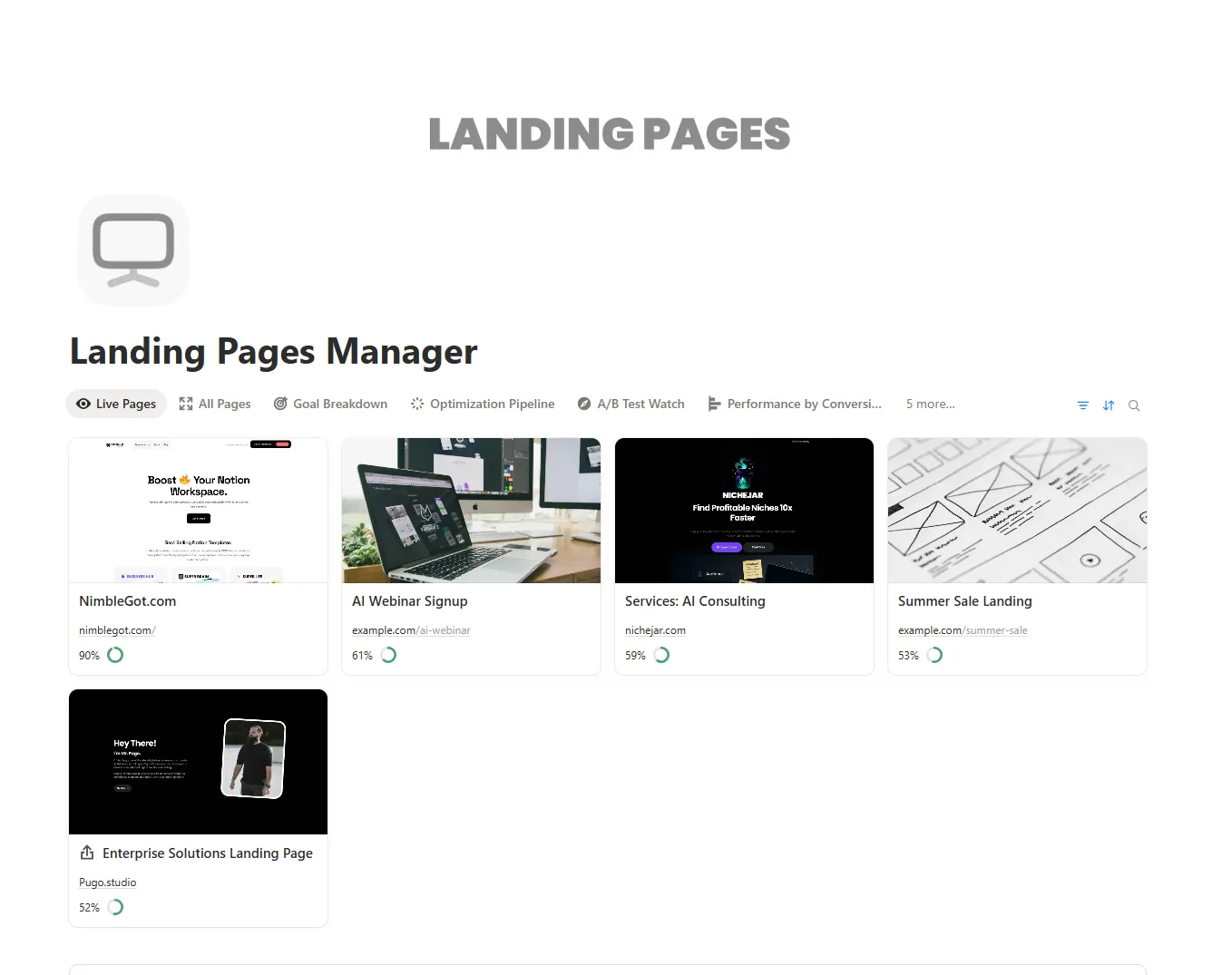 Landing Pages Manager