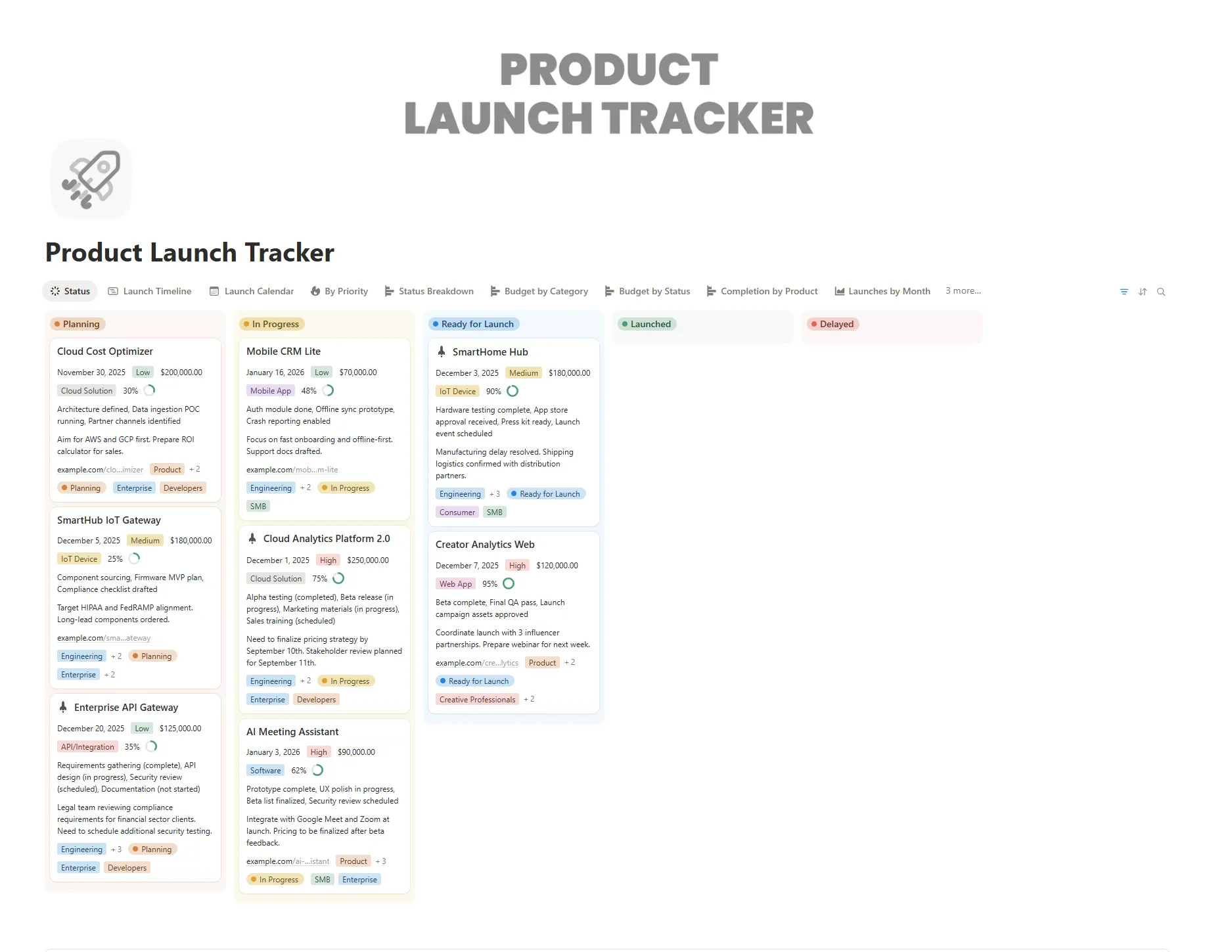 Product Launch Tracker