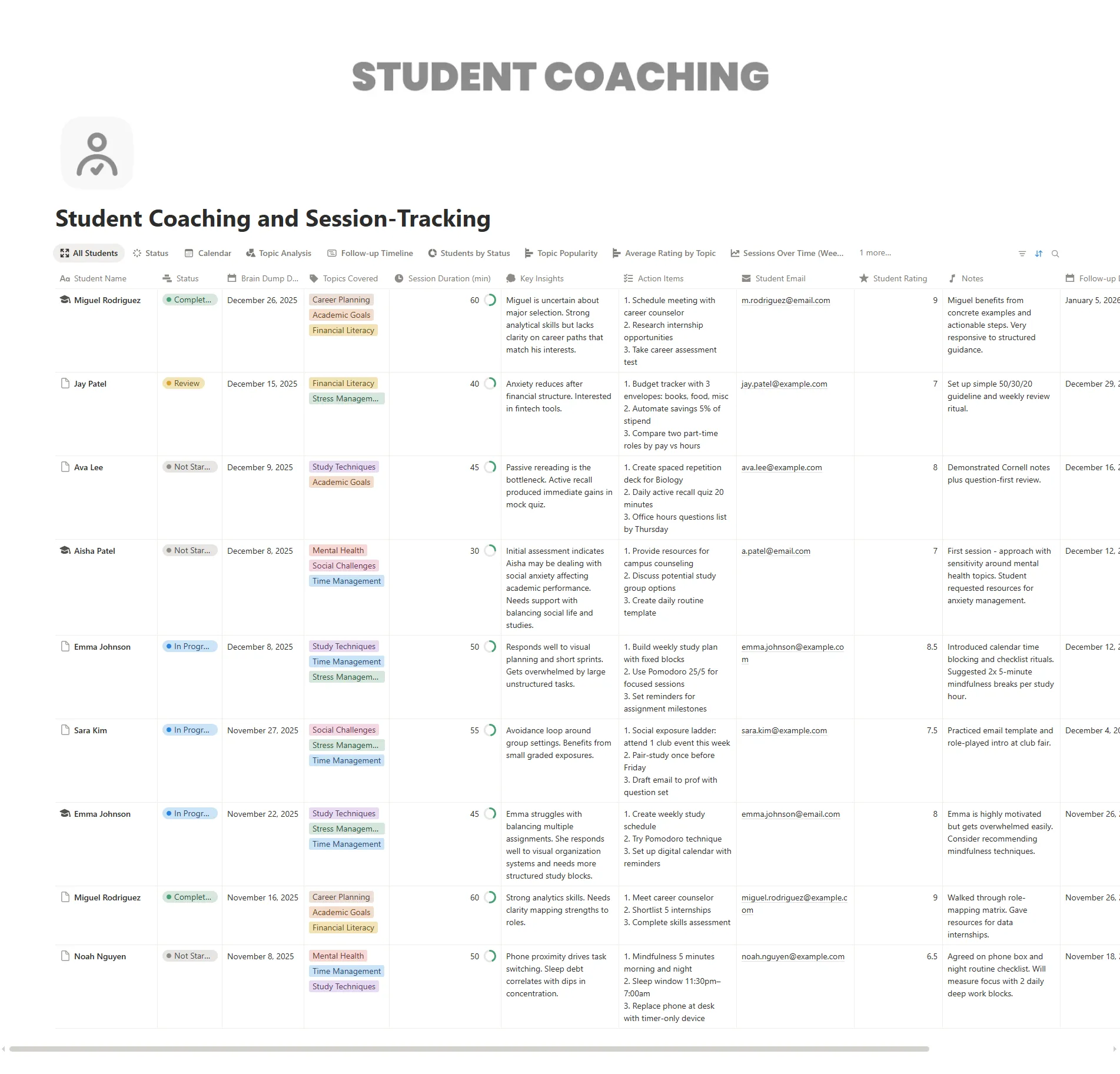 Student Coaching and Session-Tracking