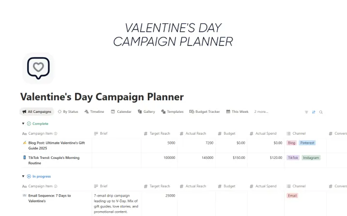 Valentine's Day Campaign Planner