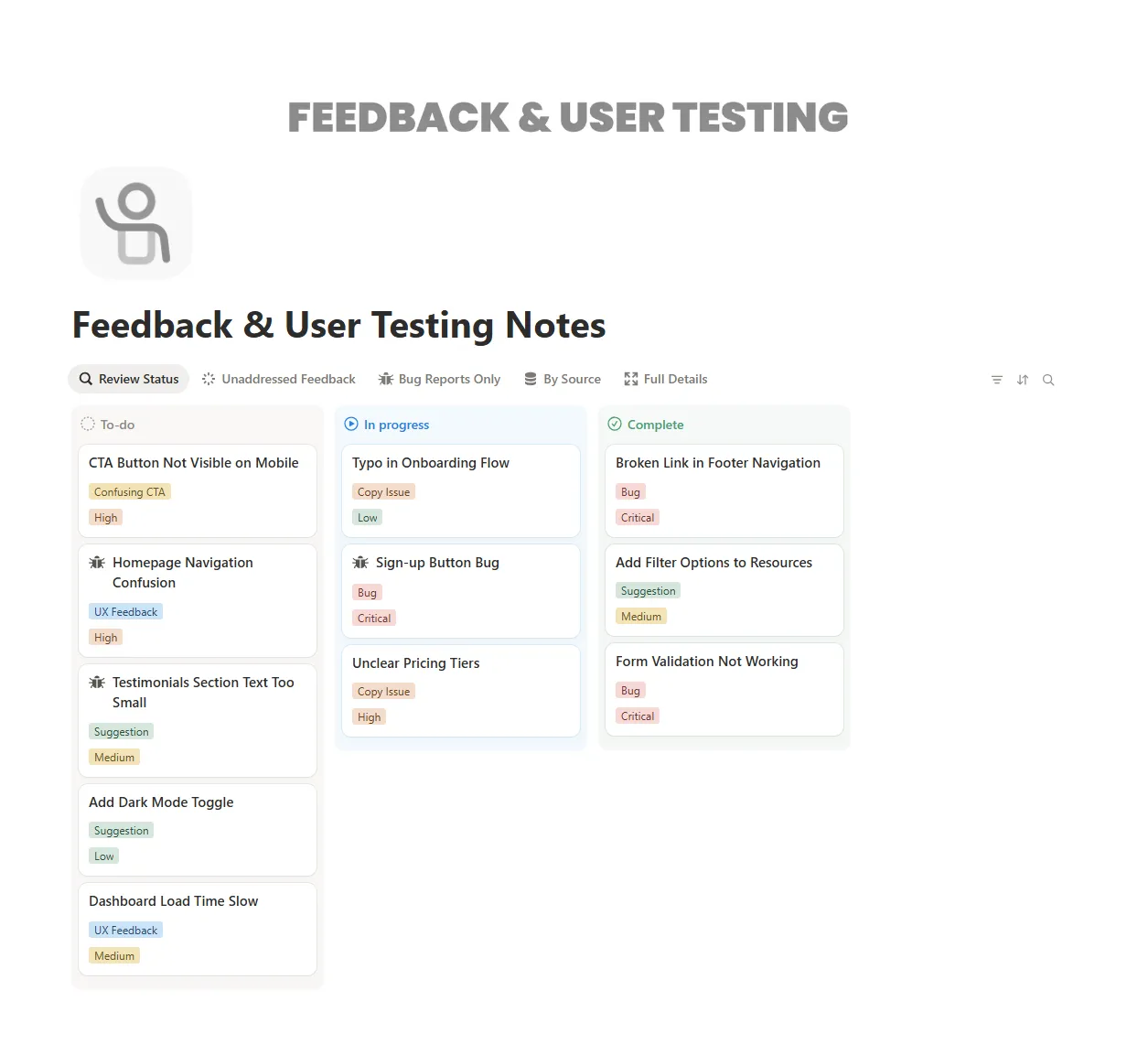 Feedback & User Testing Notes