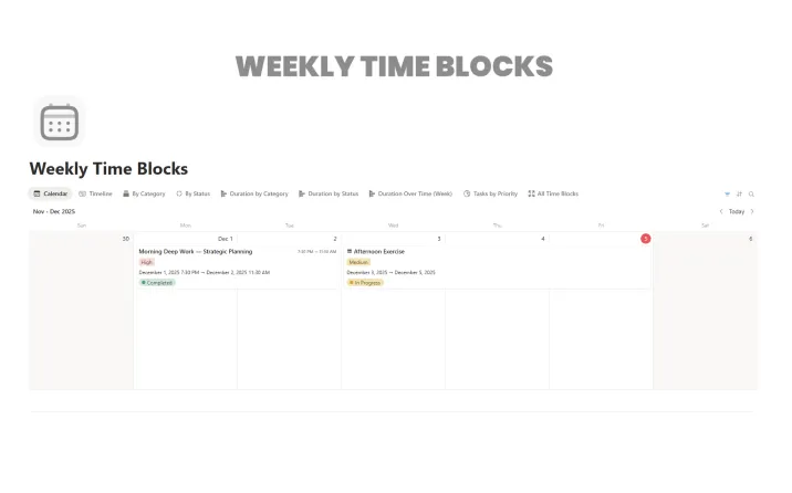 Weekly Time Blocks