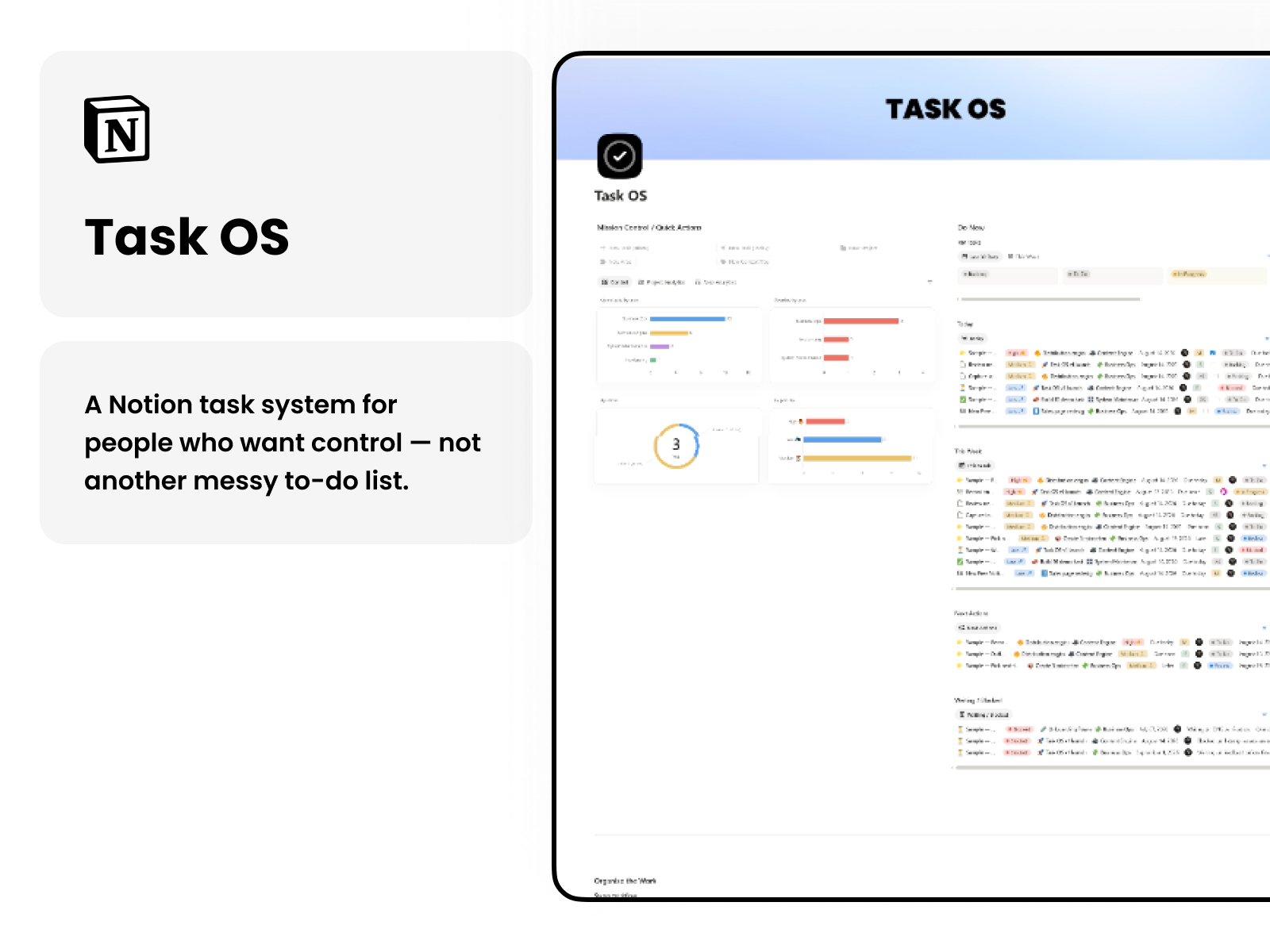 Task OS Notion task management productivity dashboard